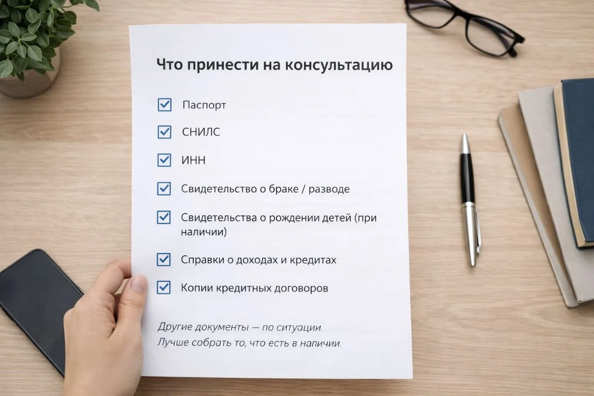 Что принести на консультацию по банкротству в Иркутске — список документов